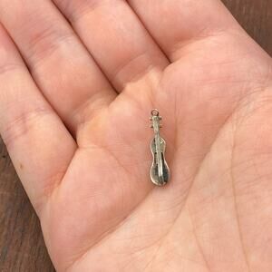 Vintage 925 Sterling Silver Cello Violin Artistic Small Pendant Bracelet Charm